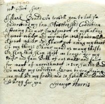 1686 Portsmouth letter from George Harris to Capt. Barefoot and Mr. Elliot